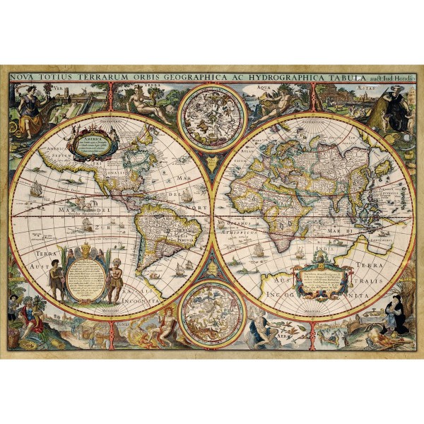 Puzzle 1500 pièces : Carte du monde de 1630 - Diset-18345
