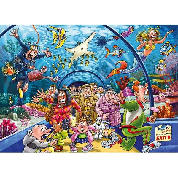 Puzzle 1000 pièces : Wasgij Original 43 - Aquarium Antics - Diset-1110100020