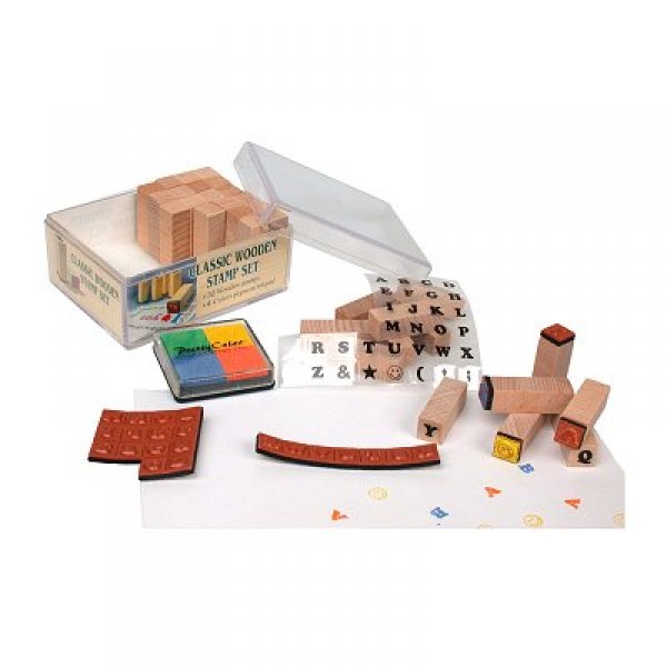 Cachets en bois mini Set de tampons Alphabet majuscule - Dam-6146225