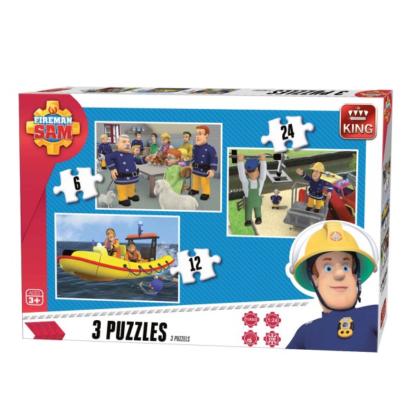 Puzzles de 6 à 24 pièces : 3 puzzles : Sam le pompier - King-57974