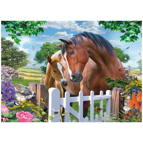Puzzle 1000 pièces Animal Collection : Les chevaux dans le pré - King-58333