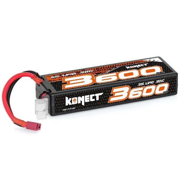 Konect Lipo 3600mah 11.1V 30C 3S1P 39.0Wh (Slim Pack Dean) - KN-LP3S3600