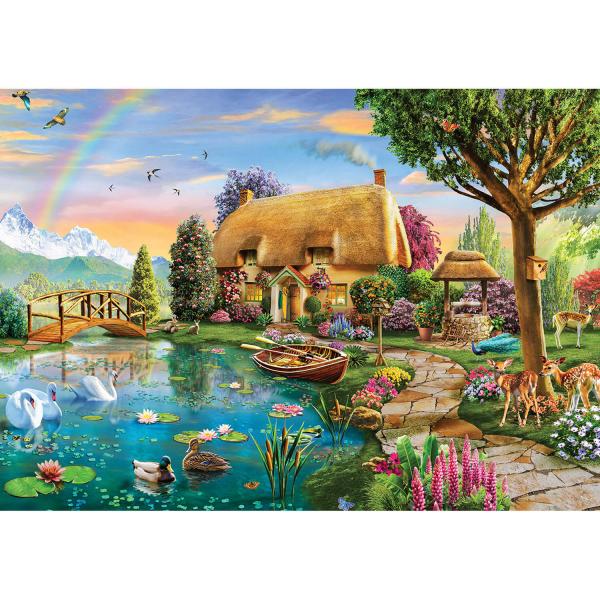 Puzzle 2000 pièces : Cottage au bord du lac - KSGames-22505