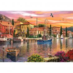 Puzzle 2000 pièces : Coucher de soleil sur le port