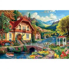 Puzzle de 3000 piezas: Casa junto al estanque