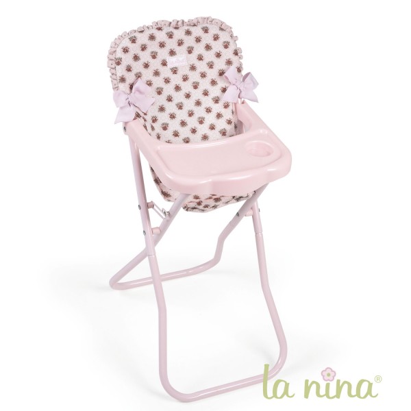 Chaise haute pour poupée rose à fleurs - La-Nina-60356