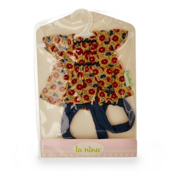 Vêtements pour poupée Anita 22 cm : Tunique fleurie avec collants bleus - La-Nina-60206-1