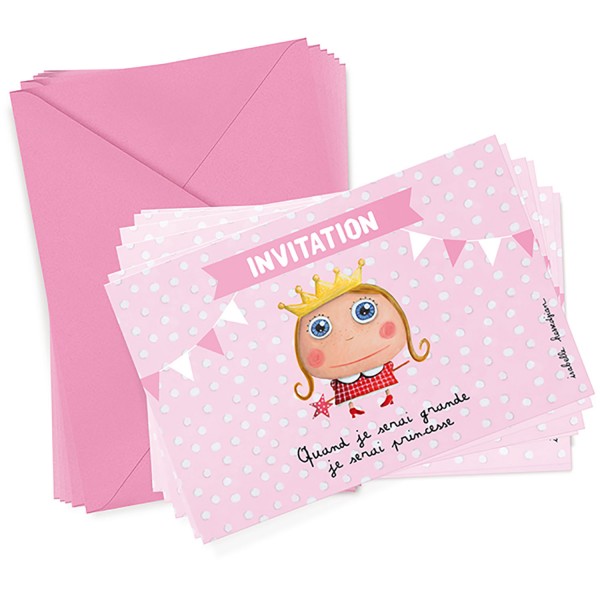 Cartons d'invitation : Quand je serai grande je serai princesse - en lot de 6 - Label-ISAINV25