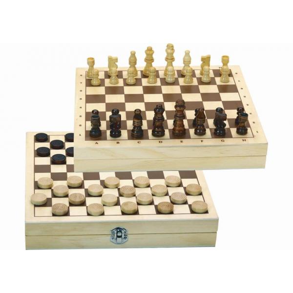 Jeux de dames et d'échecs - Coffret en bois - Jeujura-66440