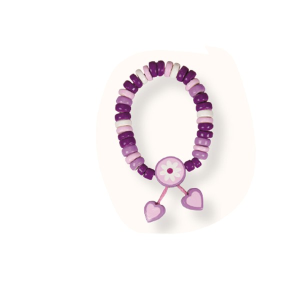 Bracelet 2 pendentifs : Coeur violette - Coin-27842