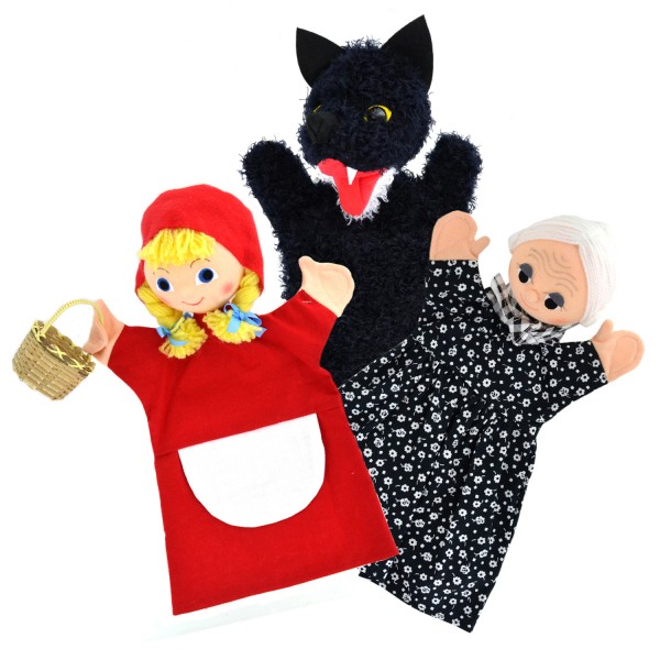 Marionnette à mains : Coffret Trio Chaperon rouge, Loup et Mère Grand - Coin-13807