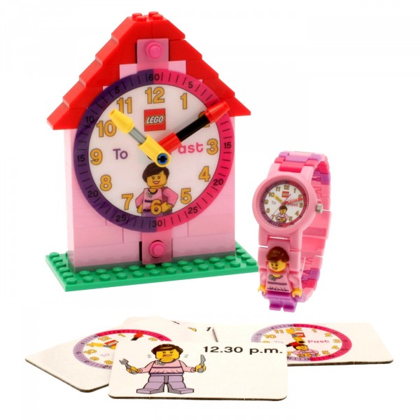 Montre Lego à assembler Time Teacher avec horloge de démonstration : Rose - Sablon-9005039