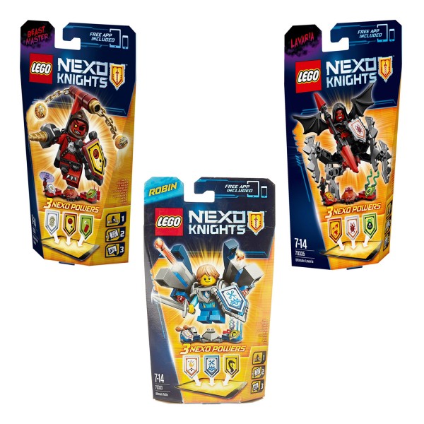 Kit LEGO® Nexo Knights™ : Robin l'Ultime chevalier, L'ultime Maître des bêtes et L'ultime Lavaria - KIT00026
