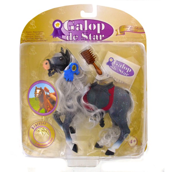 Figurine cheval Galop de Star : Étalon majestueux : Robe et crinière grise - LGRI-LA85001-3