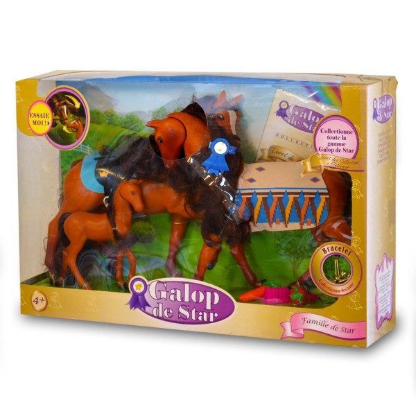 Figurine cheval Galop de Star : Famille de star étalon, jument et poulain - LGRI-LA85005