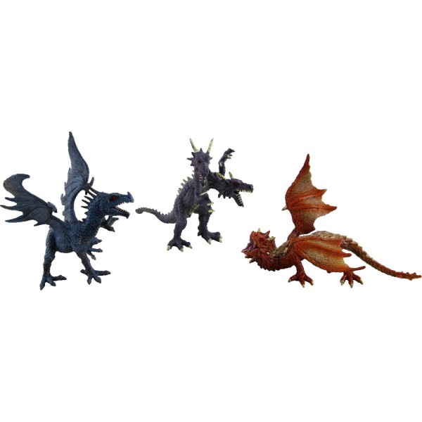 Figurines dragons  : 3 dragons : bleu, rouge, violet - LGRI-W2024D/3-1