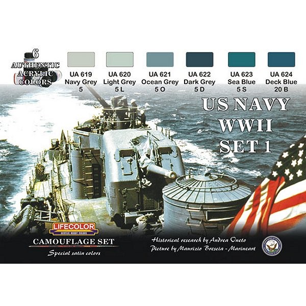 Kit de peintures - Set 1 Bateaux US WWII - Lifecolor-CS24