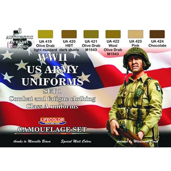 Kit de peintures - Set 1 uniformes US WWII Classe A - Lifecolor-CS17