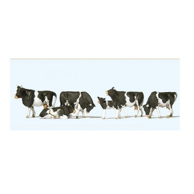 ModÃ©lisme HO : Figurines : Set de 6 vaches noires et blanches