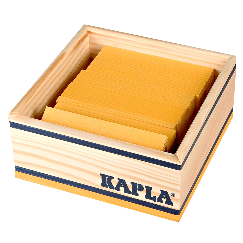 kapla c40j 40 planchettes kapla de couleur jaune dans un coffret en