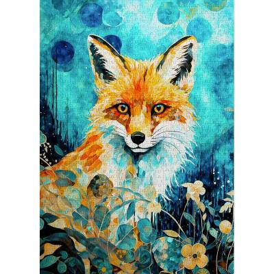 Puzzle 1000 piÃ¨ces : Renard roux sur fond bleu