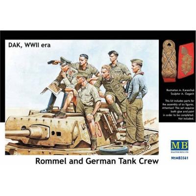 rommel & german tank crew, dak, wwii era - 1:35e - master box ltd.