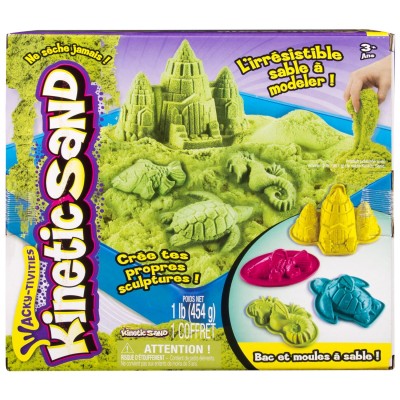 Spin Master Coffret sable à modeler Kinetic Sand : Château de sable vert