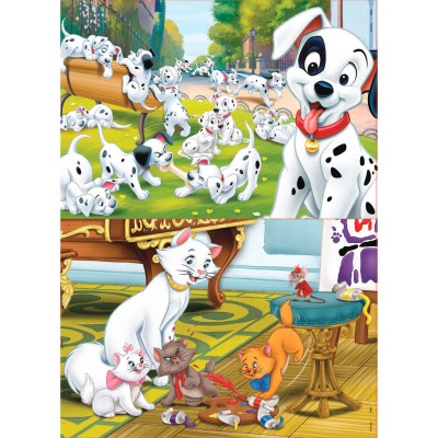 puzzle en bois 2 x 25 piã¨ces : animaux disney : dalmatiens et aristochats