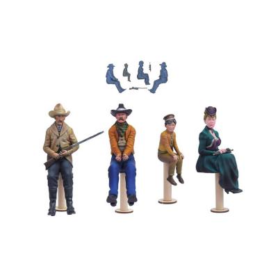 Set de 4 figurines en rÃ©sine pour la diligence Stagecoach -  1/12