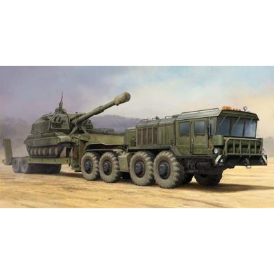 maquette vã©hicule militaire : transporteur russe kzkt-7428 avec semi-remorque kzkt-9101