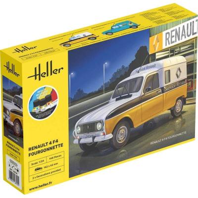 Heller Maquette Voiture : Starter Kit - Renault 4 F4 Fourgonette 1/24