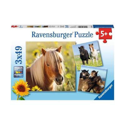Puzzle 3 x 49 piÃ¨ces : adorables poneys