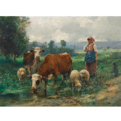 Puzzle 1000 pièces : Julien Dupré : La bergère avec son troupeau Puzzle 1000 pièces : Julien Dupré : La bergère avec son troupeau