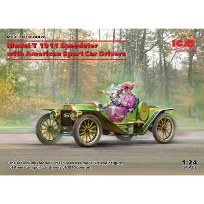 Icm Model T 1913 Speedster With American Sport Car Drivers - 1:24E