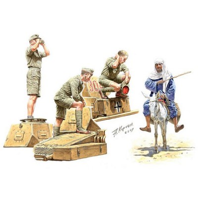 Figurines 2ème Guerre Mondiale : Tankistes allemands Afrika Korps et civil arabe Figurines 2ème Guerre Mondiale : Tankistes allemands Afrika Korps et civil arabe