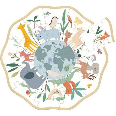 Puzzle rond en bois 24 pièces : Autour du monde - Sarah Betz Puzzle rond en bois 24 pièces : Autour du monde - Sarah Betz