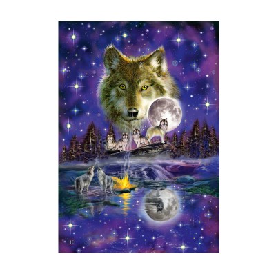 puzzle 1000 piã¨ces : loup au clair de lune