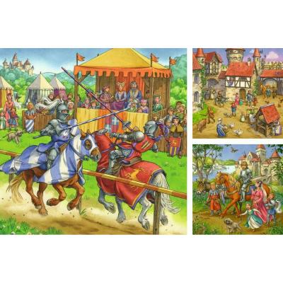 Puzzles 3x49 piÃ¨ces : Chevaliers du Moyen-Age
