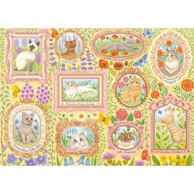 Puzzle 1000 piÃ¨ces : Nobles chats parmi les fleurs