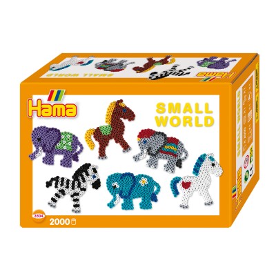 Hama Perles à repasser Hama Midi : Collection Le monde miniature : Chevaux et éléphants