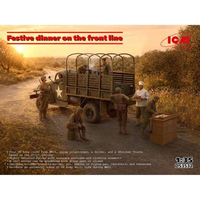 Maquette camion militaire : Festive dinner on the front line avec 8 figurines