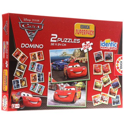 Educa Superpack Cars 2 : Memory, puzzles et dominos. Superpack Cars 2 : Memory, puzzles et dominos