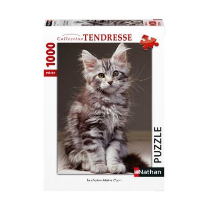 puzzle 1000 piã¨ces : tendresse - le chaton maine coon