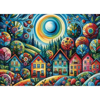 Puzzle 1000 piÃ¨ces : JOLI VILLAGE COLORÃ