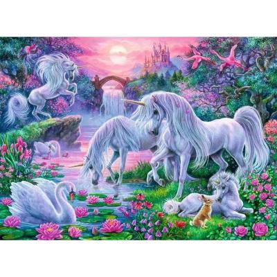 Puzzle 150 piÃ¨ces XXL - Licornes au coucher de soleil