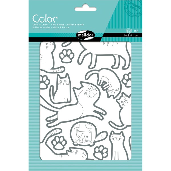 Gommettes Color 6 planches : Chats et chiens - Maildor-AE050O