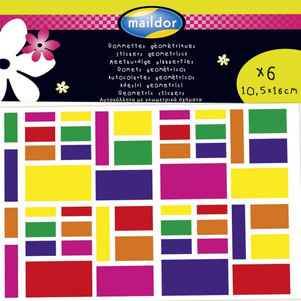 Sachet de 6 planches de stickers : Forme rectangulaire - Maildor-565072C