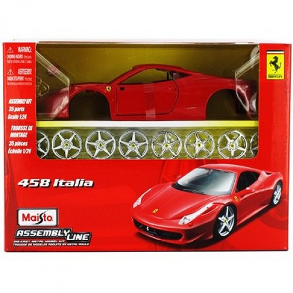Modèle réduit à assembler - 458 Italia - Collection Assembly line - Echelle 1/24 : Rouge - Maisto-M39018-1