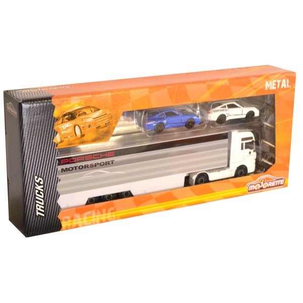 Camion Racing Truck + 2 voitures : Camion blanc Porsche - Smoby-212084201-6