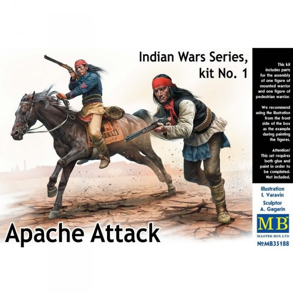 Figurines Indiens : Indian Wars Series kit n°1 : Attaque apache - Master-MB35188